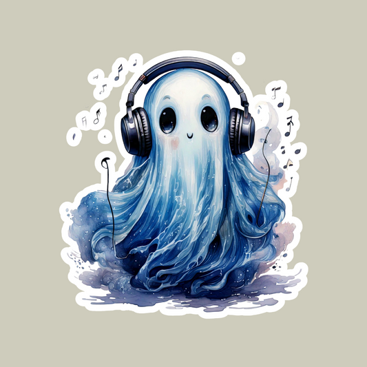 Ghost Listening to Music Sticker