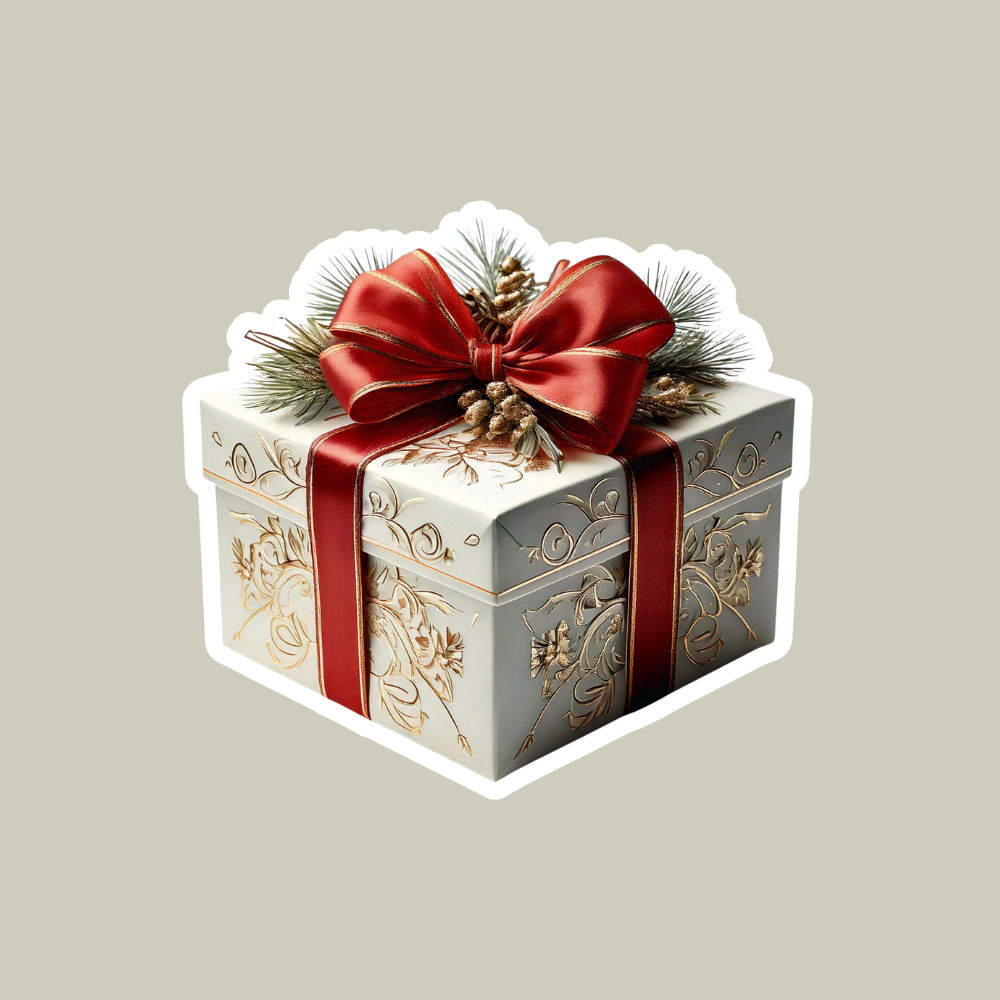 Gift Box Sticker for festive holiday decoration