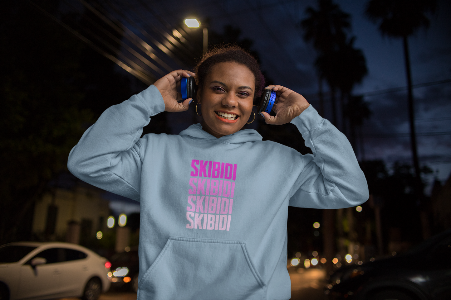 Skibidi Hoodie (Pink/Gray Print)