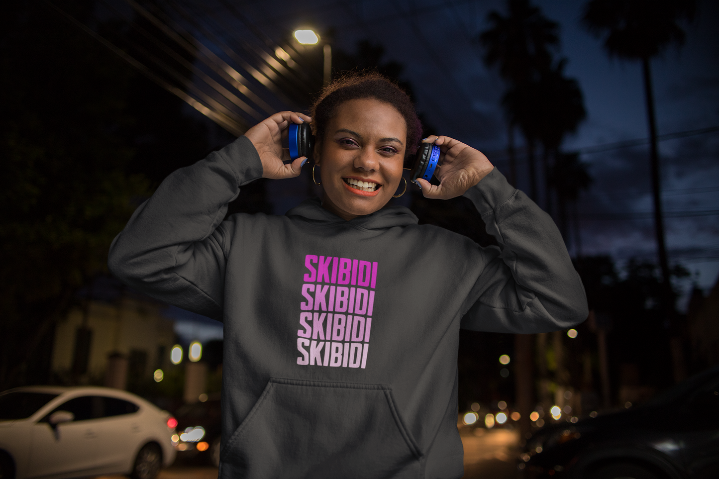 Skibidi Hoodie (Pink/Gray Print)